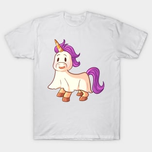 Cute Halloween Unicorn in Ghost Costume T-Shirt